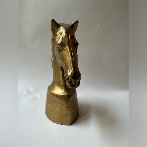 Heavy Solid Brass Horse Head Statue Figurine Bookend Approx 5” Wide 7.5” Tall - Picture 2 of 6